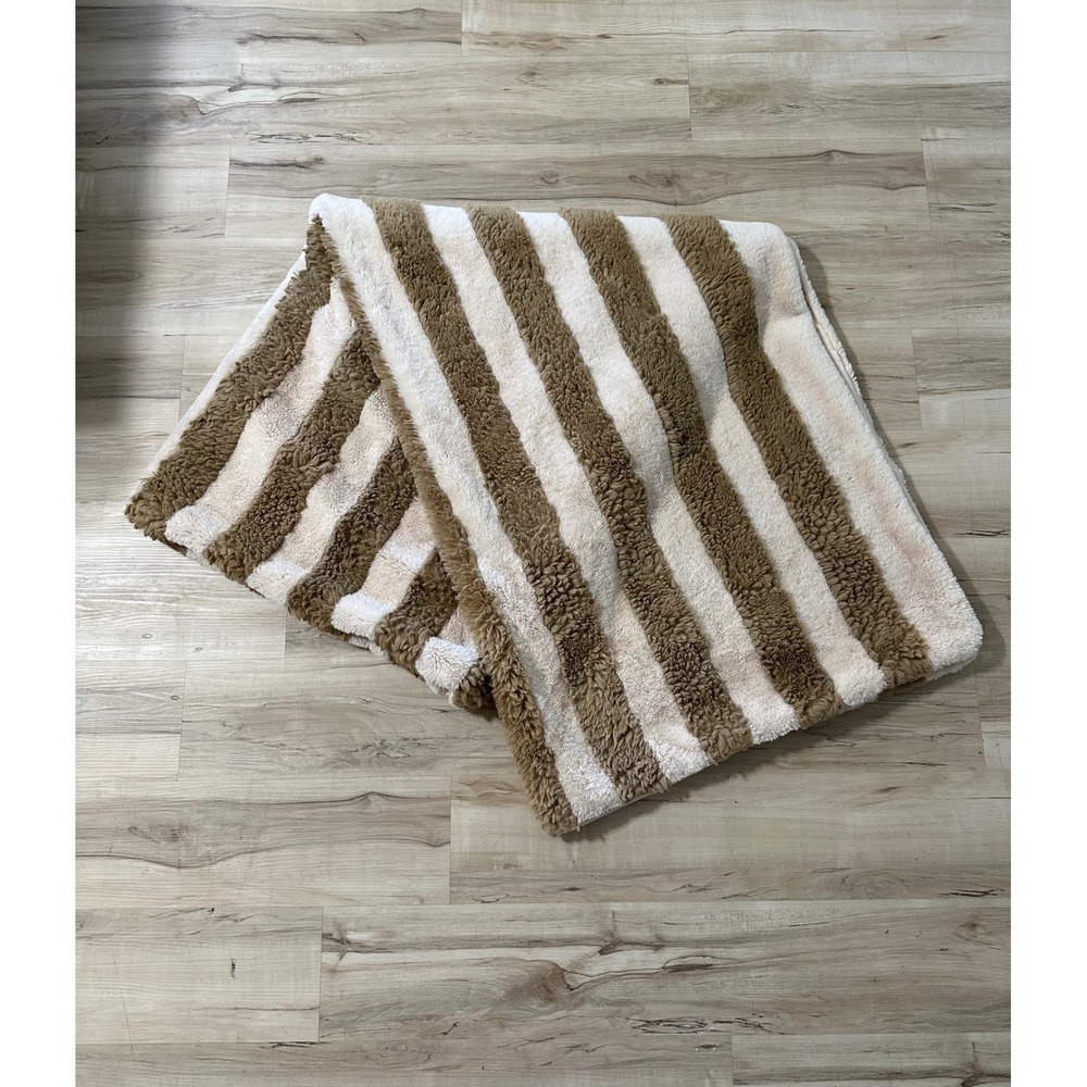 Anthropologie The Sophie Faux Fur Throw Blanket Striped Edition 60x70‎